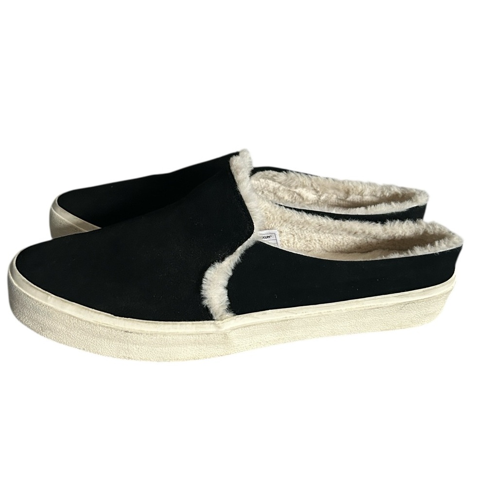 Staheekum Women's Cozy Camp Mules in Black Suede and Faux Fur Lining Size 9 - Picture 2 of 11